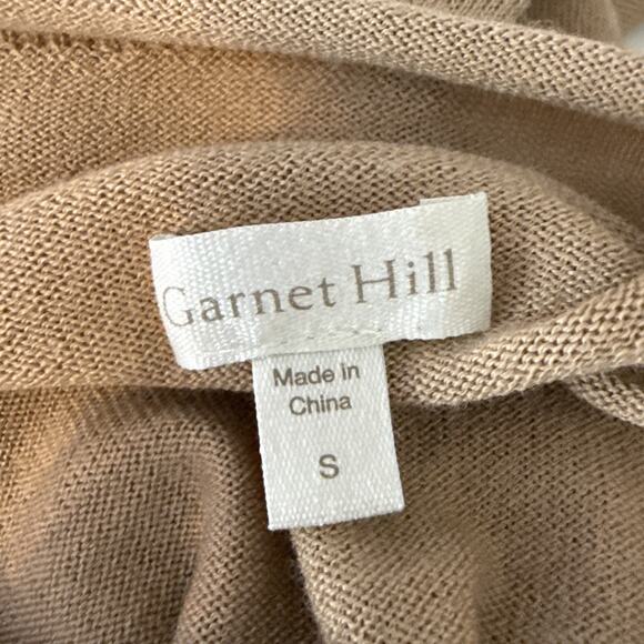 Garnet Hill Mock Neck Camel Tan Merino Wool Long Sleeve Sweater Size S Minimal - Picture 6 of 7